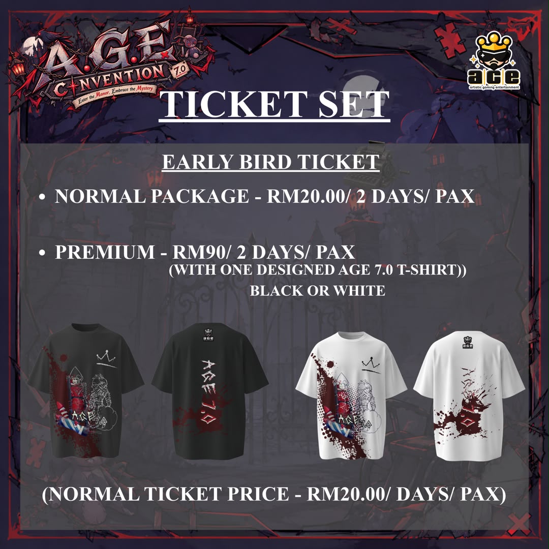 🎫 EARLY BIRD TICKET  NORMAL PACKAGE — RM20 Enjoy 2 Days of AGE Convention 7.0 with a single ticket!